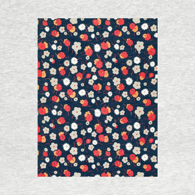 Rose red, White, gray, pink, flowers painting (1929) pattern by Charles Goy by T-SHIRT-2020